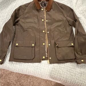 J. Crew Brown Barn Coat with Gold Buttons, Large Tall. Worn only a few times.
